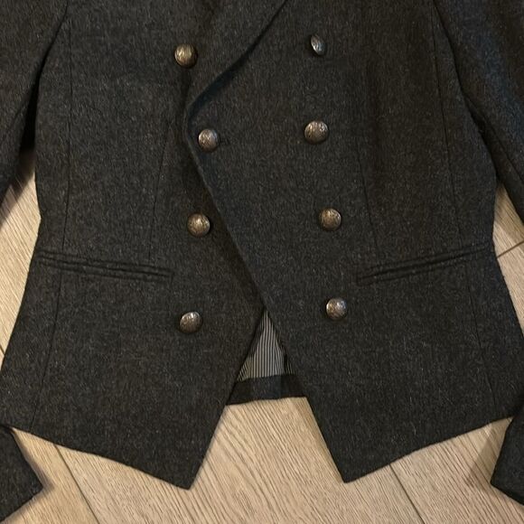 BANANA REPUBLIC WOOL BLEND LIGHTWEIGHT PEACOAT DARK GRAY SIZE 0 LIKE NEW - Picture 3 of 6